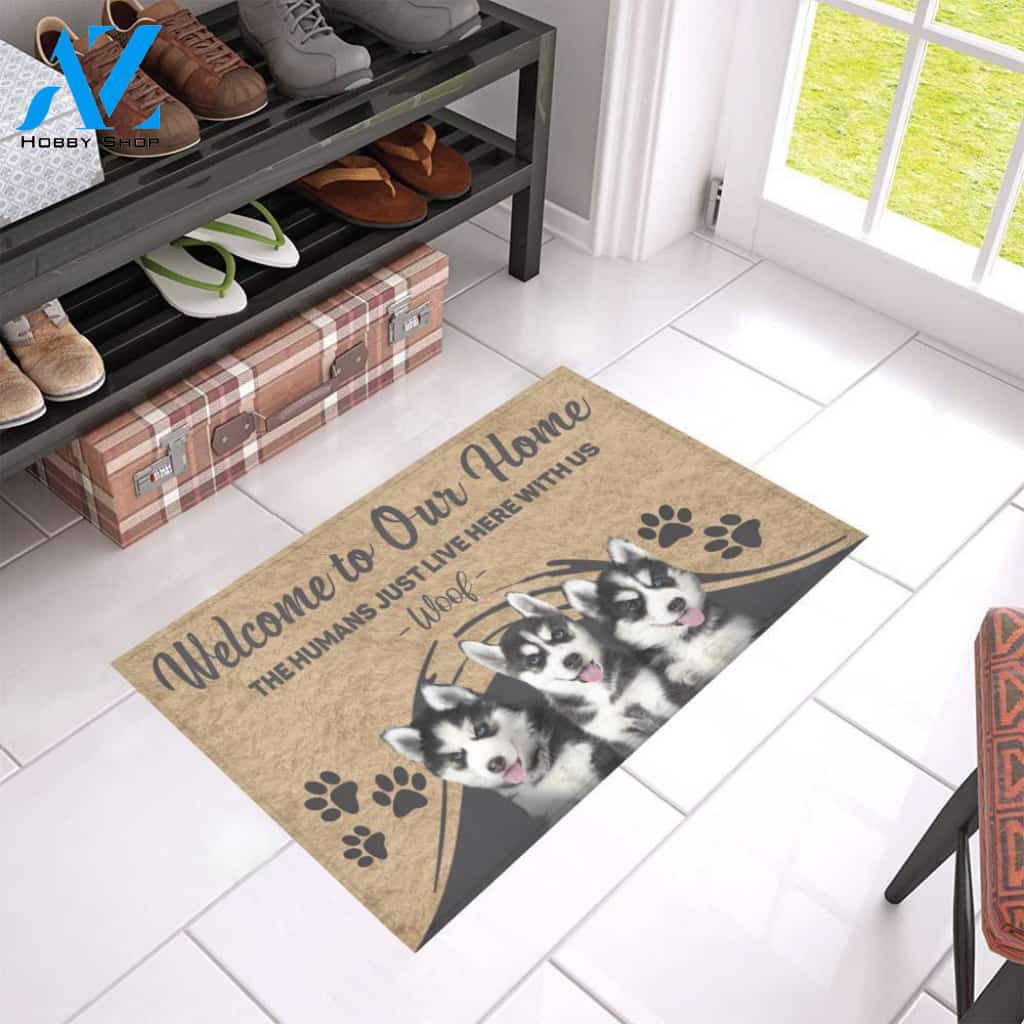 Welcome To Our Home Dog Easy Clean Welcome DoorMat | Felt And Rubber | 40x60 cm | 45x75 cm | 60x90 cm | Colorful | DO1408