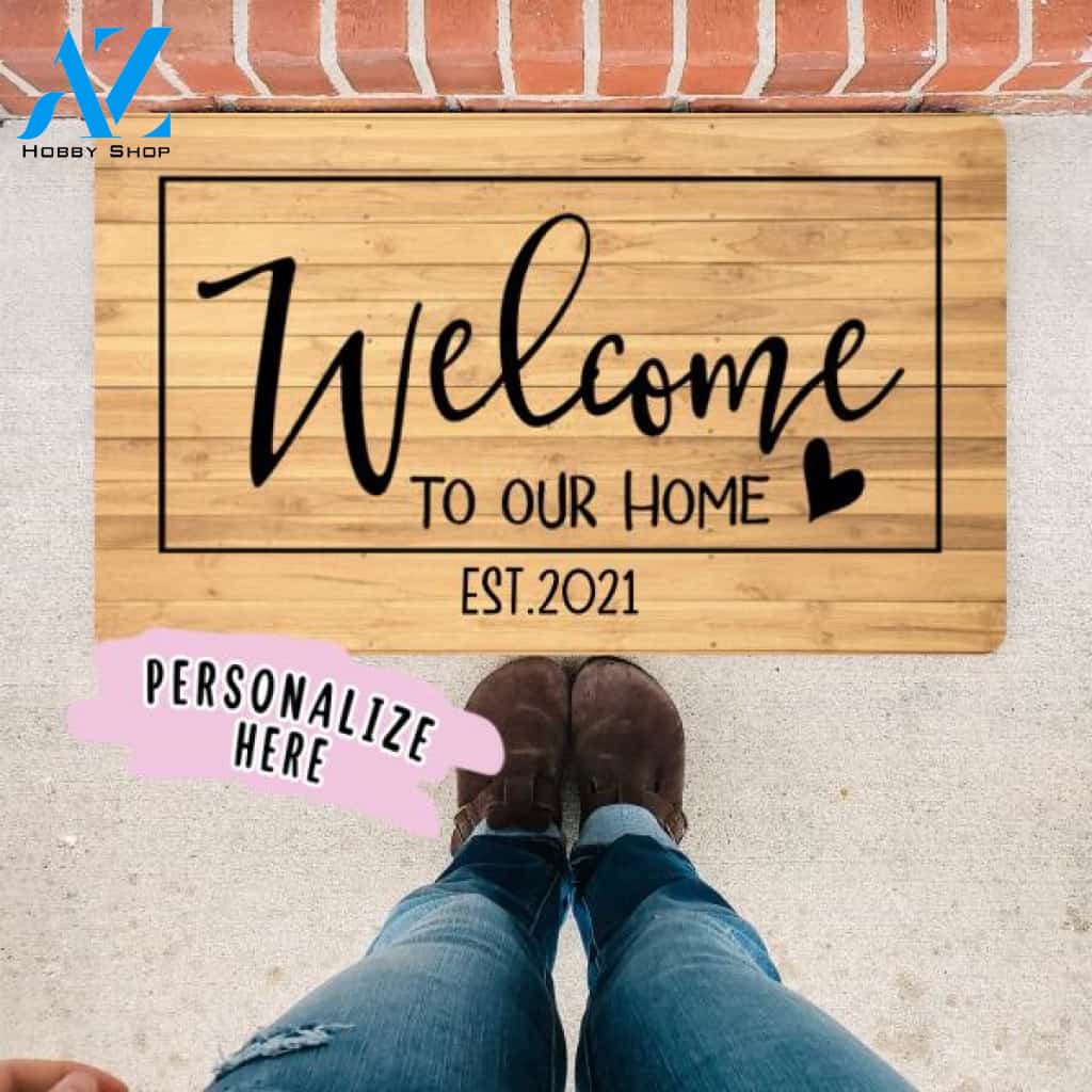 Welcome to Our Home Established, Housewarming Gift, Wedding Gift, Custom DoormaT, Personalized Door mat, Closing Gift, Welcome Doormat