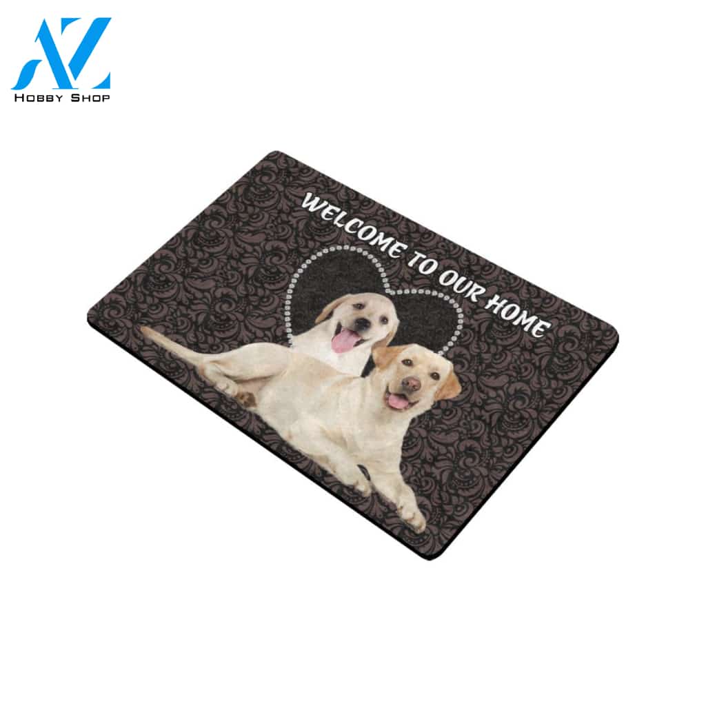 Welcome to our home Labrador Retriever Doormat, Gift For Dog Lovers Home Decor Warm House Gift Welcome Mat Halloween Decor