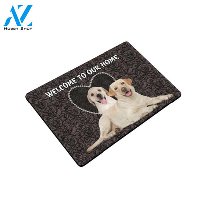 Welcome To Our Home Labrador Retriever Easy Clean Welcome DoorMat | Felt And Rubber | 40x60 cm | 45x75 cm | 60x90 cm | Colorful | DO1344