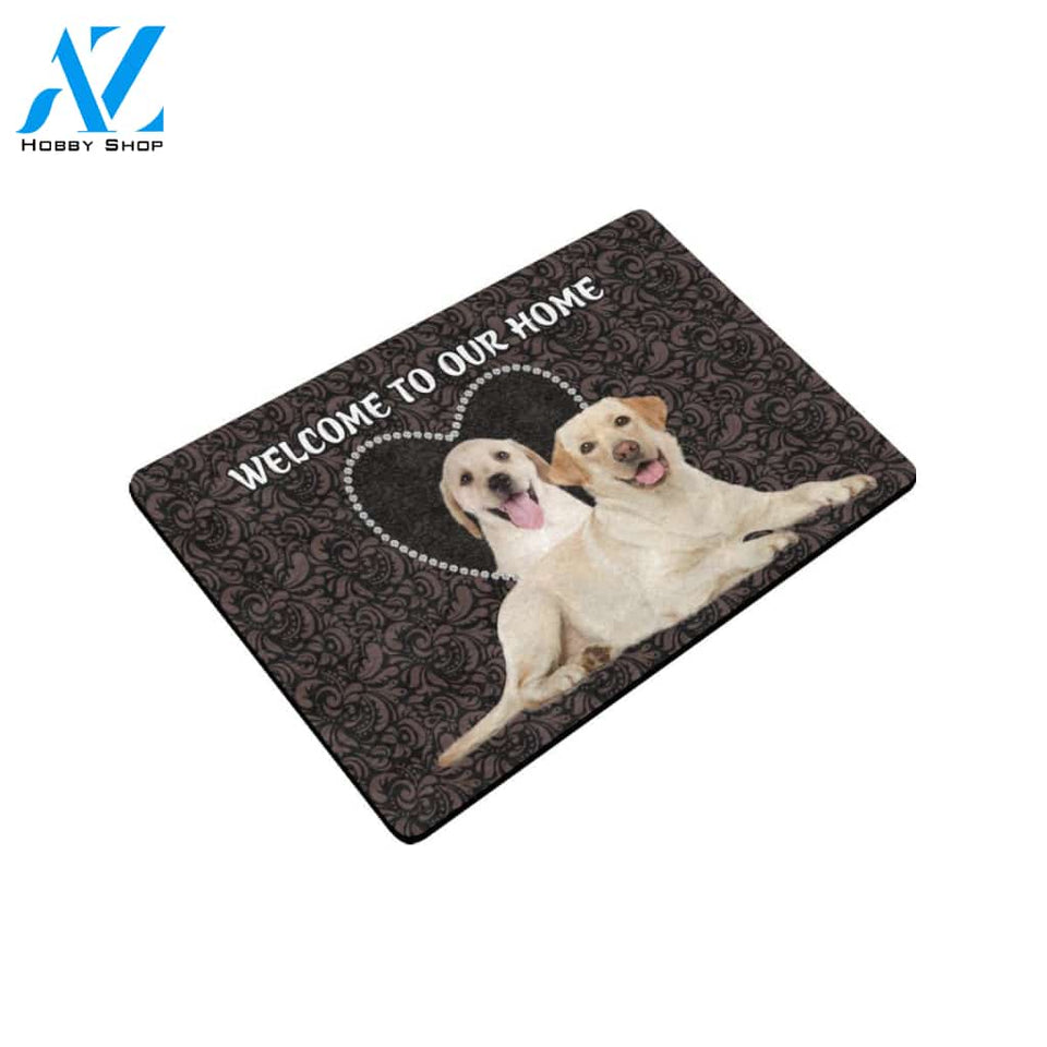 Welcome To Our Home Labrador Retriever Easy Clean Welcome DoorMat | Felt And Rubber | 40x60 cm | 45x75 cm | 60x90 cm | Colorful | DO1344