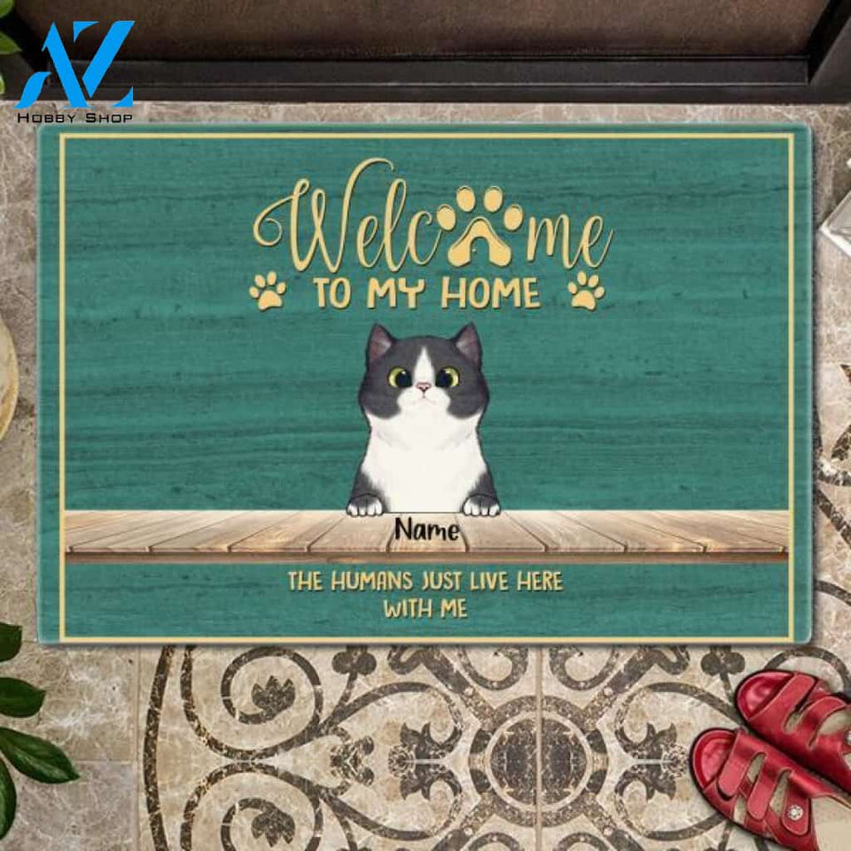 Welcome To Our Home Peeking Cats Personalized Doormat | Welcome Mat | House Warming Gift