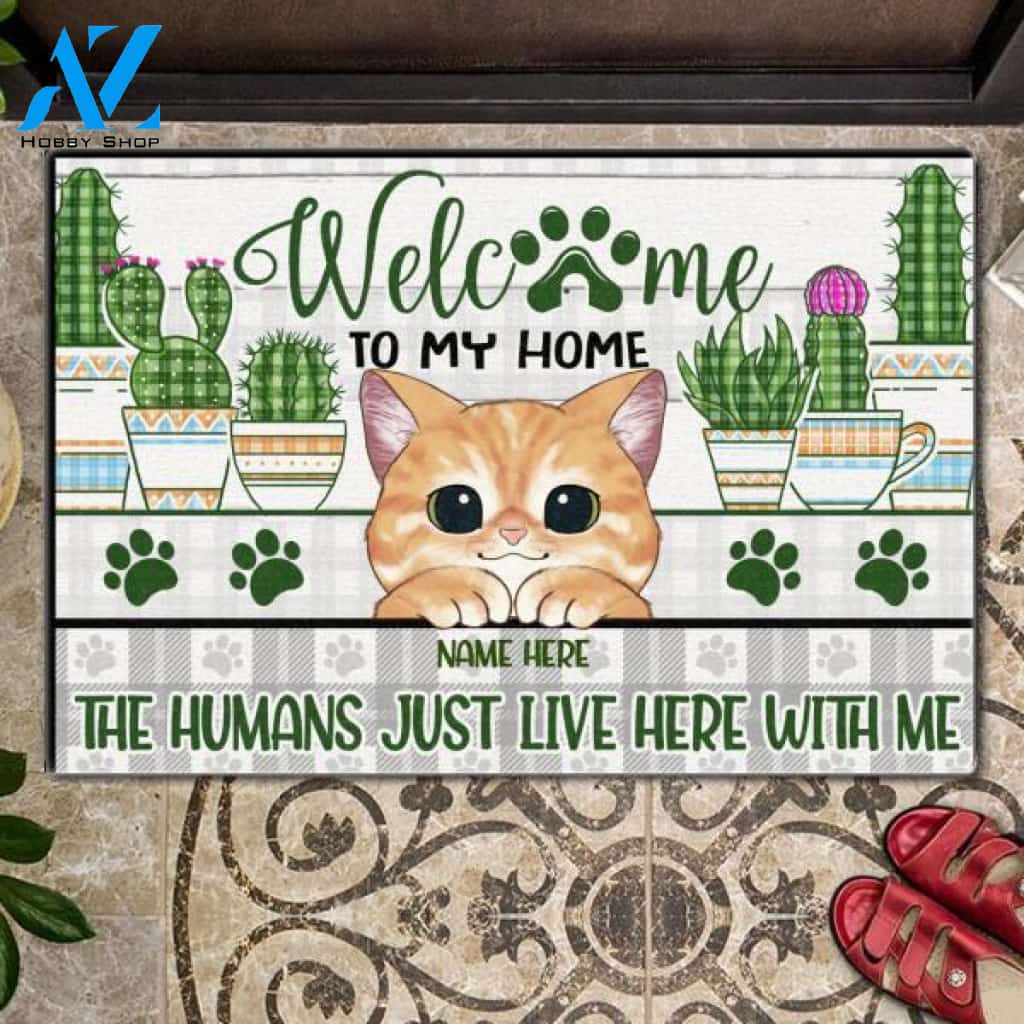 Welcome To Our Home Personalized Cats And Names Doormat | Welcome Mat | House Warming Gift