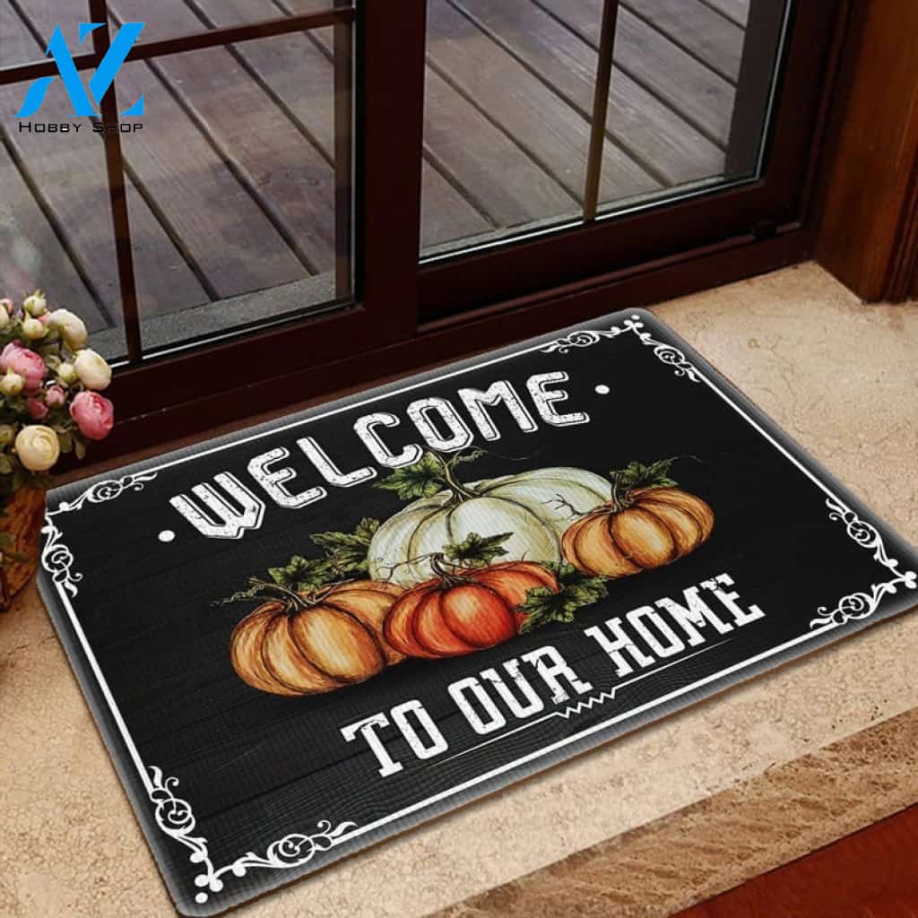 Welcome To Our Home Pumpkin Doormat Welcome Mat Housewarming Gift Home Decor Funny Doormat Gift For Friend Happy Autumn Gift Idea