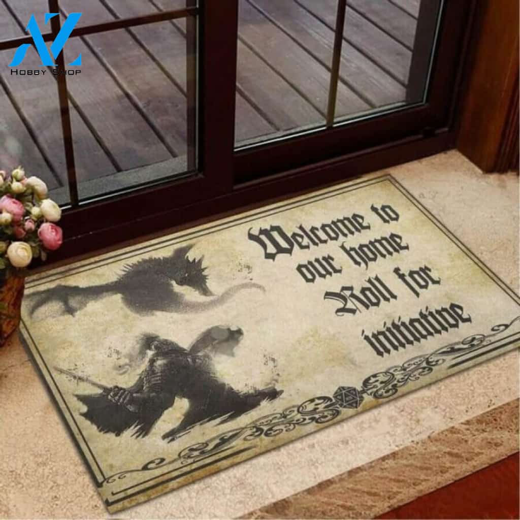 Welcome To Our Home Roll For Initiative D&D Doormat | Welcome Mat | House Warming Gift