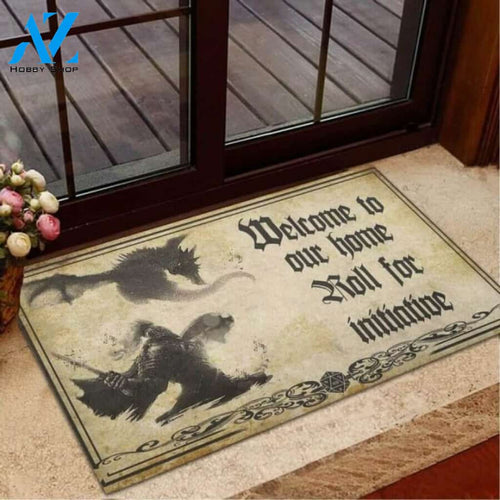 Welcome To Our Home Roll For Initiative D&D Doormat | Welcome Mat | House Warming Gift