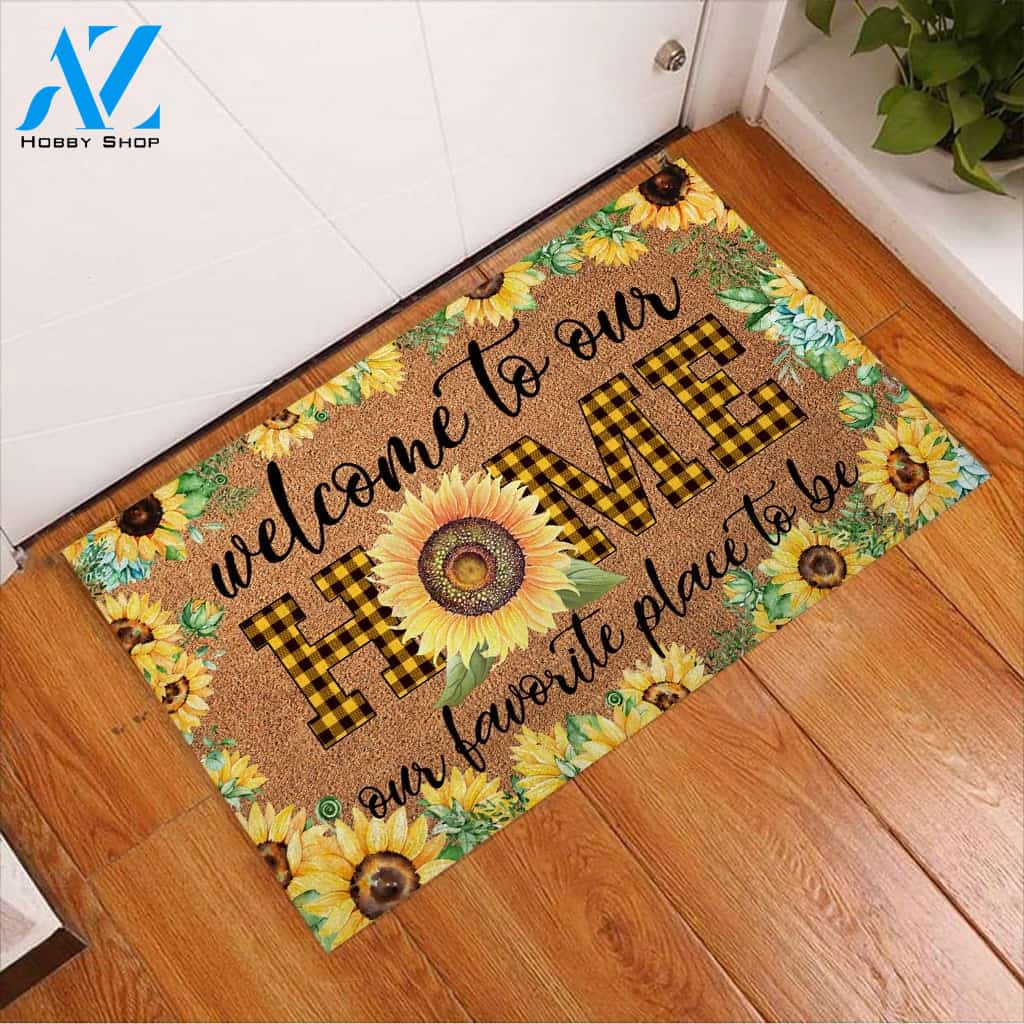 Welcome To Our Home Sunflower Doormat Welcome Mat Housewarming Gift Home Decor Funny Doormat Gift For Sunflower Lovers Gift For Friend Birthday Gift