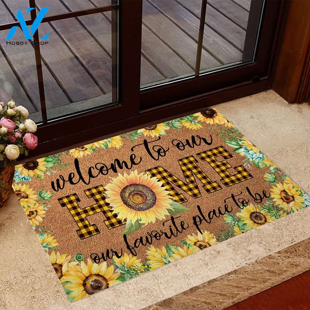 Welcome To Our Home Sunflower Doormat Welcome Mat Housewarming Gift Home Decor Funny Doormat Gift For Sunflower Lovers Gift For Friend Birthday Gift