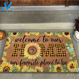 Personalized Name Family House Welcome To Our Home Sunflower Doormat Gift For Sunflower Lovers Birthday Gift Home Decor Warm House Gift Welcome Mat