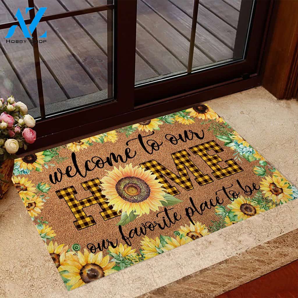 Welcome To Our Home - Sunflower Coir Pattern Print Doormat