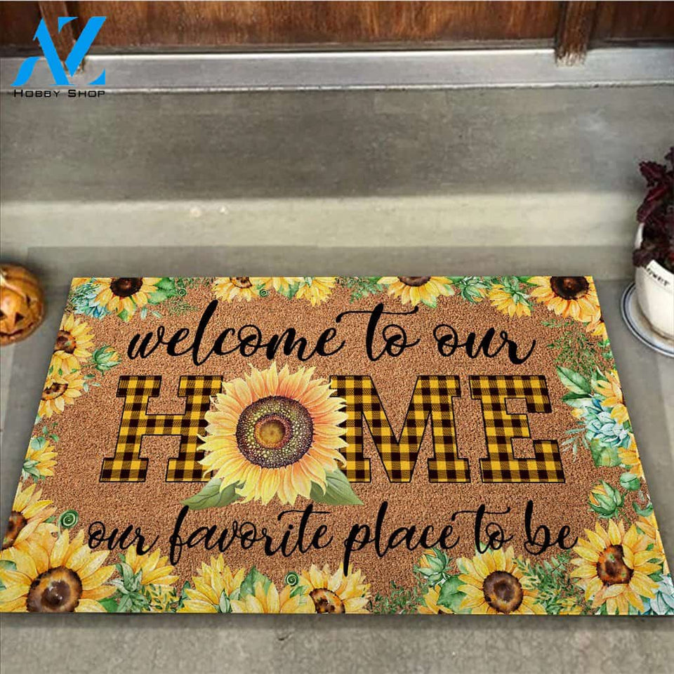 Welcome To Our Home - Sunflower Coir Pattern Print Doormat