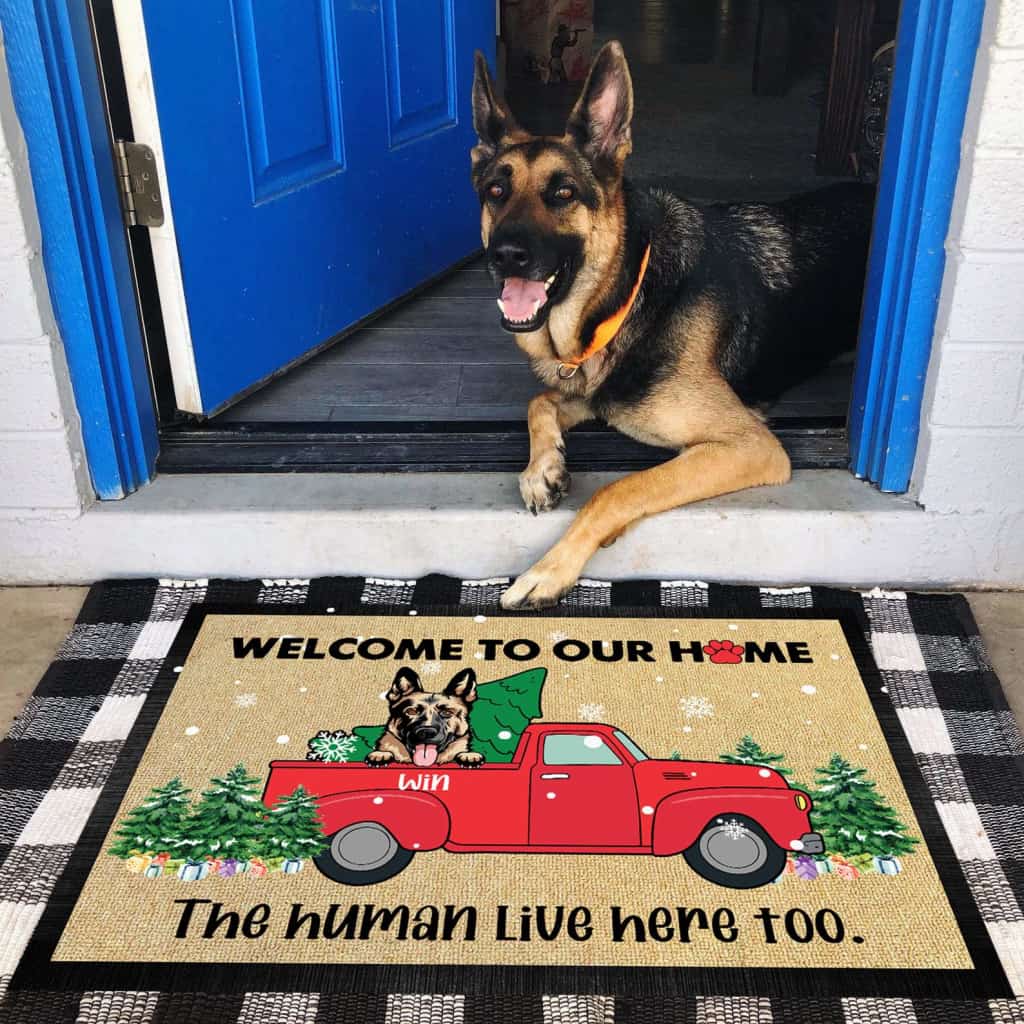 Welcome To Our Home The Human Live Here Too Doormat, Dog Lover Gift
