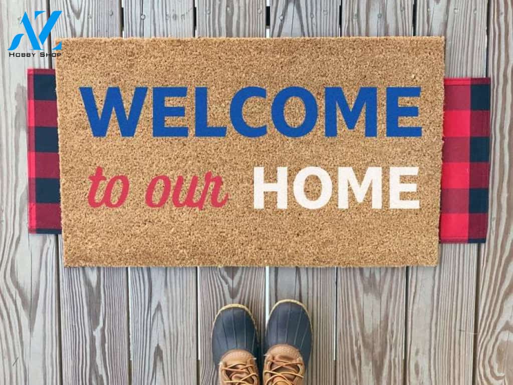 Welcome To Our Home USA Themed Doormat Welcome Mat House Warming Gift Home Decor Funny Doormat Gift Idea