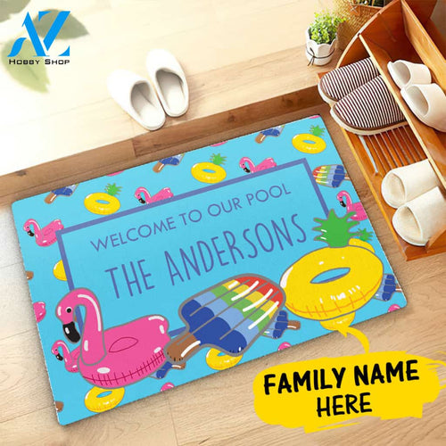 Welcome to Our Pool Funny Family Name Custom Doormat Personalized Doormat Housewarming Gift Custom Welcome Mat