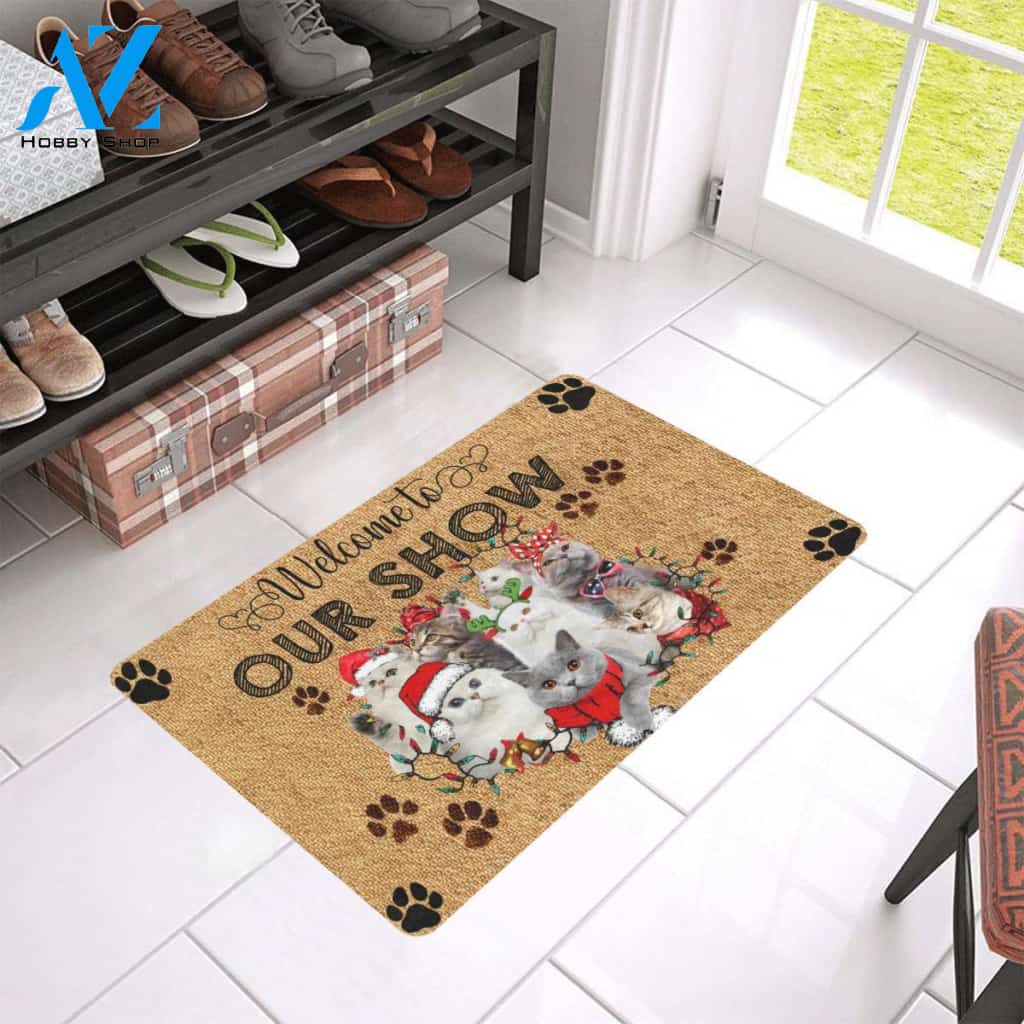 Welcome To Our Show Cat Easy Clean Welcome DoorMat | Felt And Rubber | 40x60 cm | 45x75 cm | 60x90 cm | Colorful | DO1422
