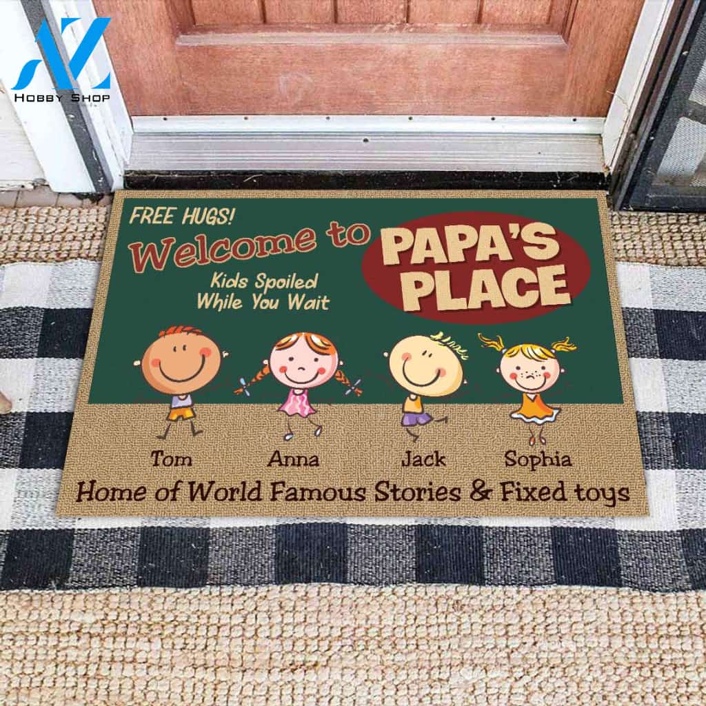 Welcome To Papa's Place Personalized Doormat | Welcome Mat | House Warming Gift