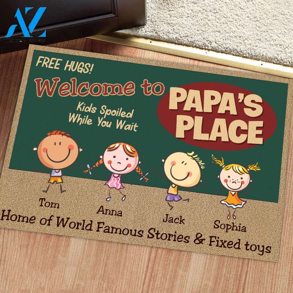 Welcome To Papa's Place Personalized Doormat | Welcome Mat | House Warming Gift