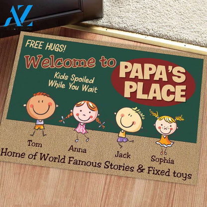 Welcome To Papa's Place Personalized Doormat | Welcome Mat | House Warming Gift