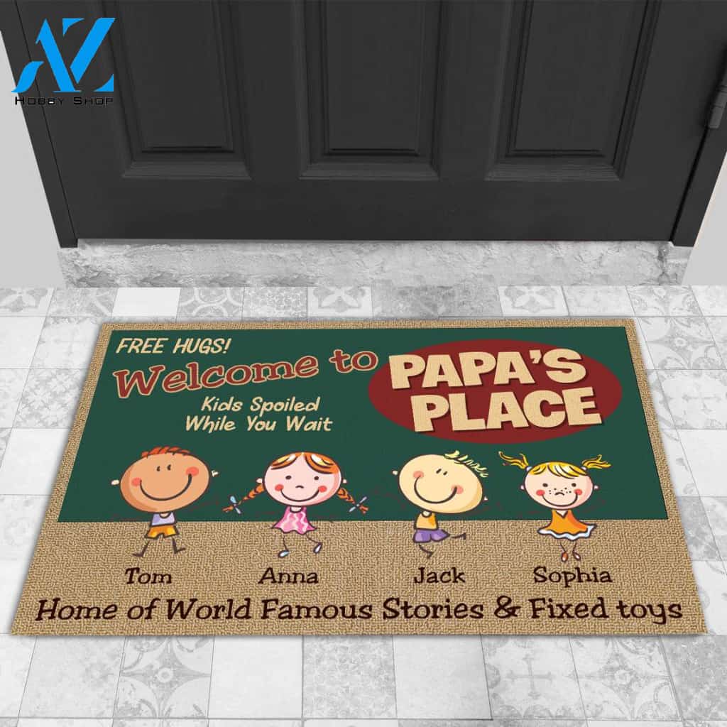 Welcome To Papa's Place Personalized Doormat | Welcome Mat | House Warming Gift