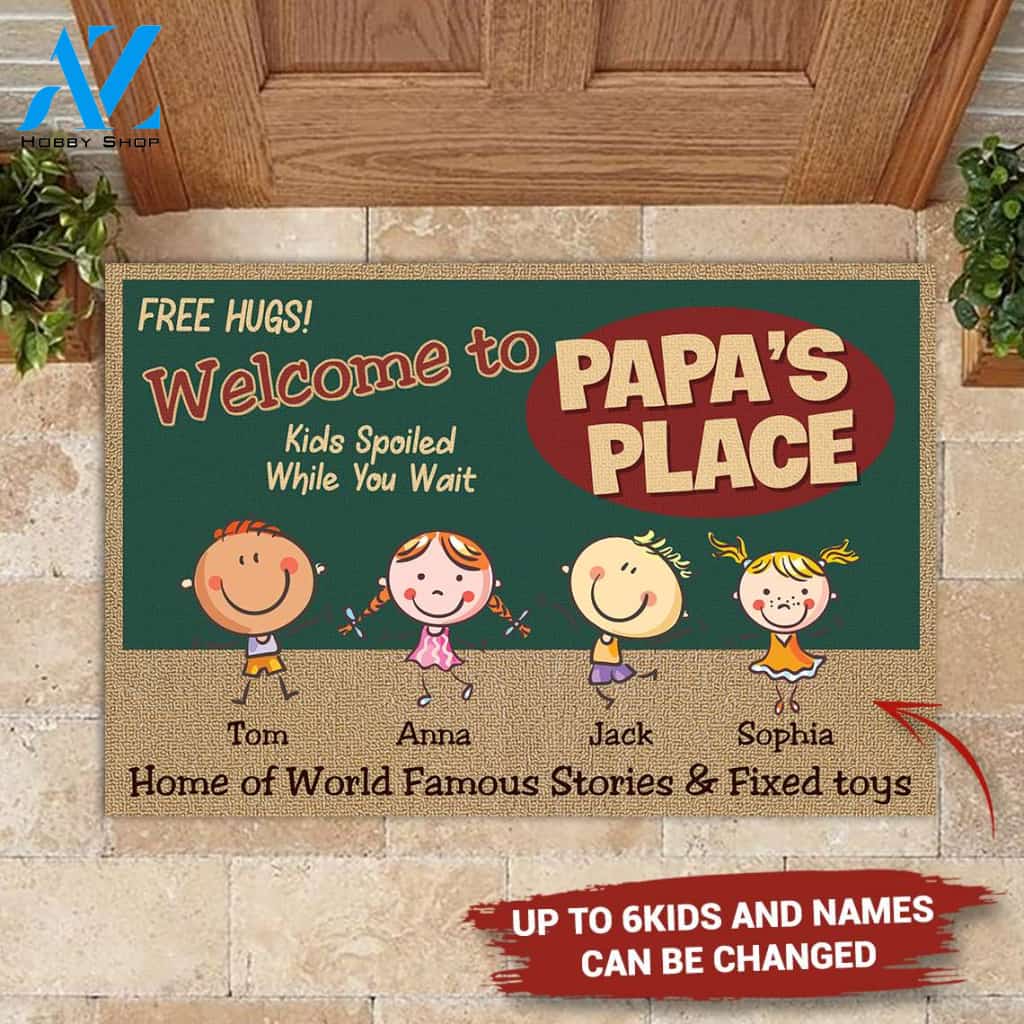 Welcome To Papa's Place Personalized Doormat | Welcome Mat | House Warming Gift