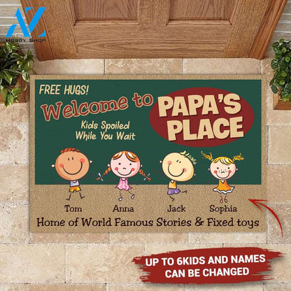 Welcome To Papa's Place Personalized Doormat | Welcome Mat | House Warming Gift