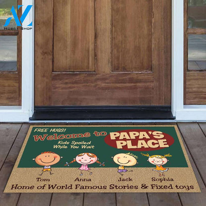Welcome To Papa's Place Personalized Doormat | Welcome Mat | House Warming Gift