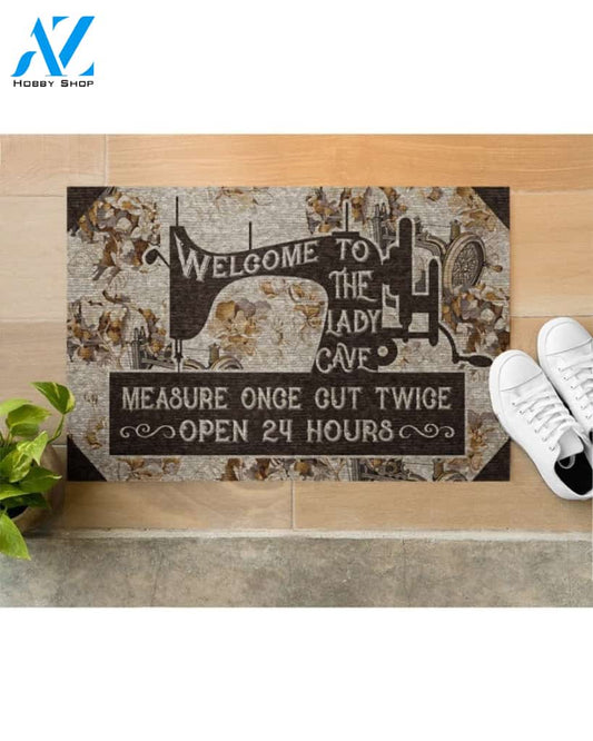 Welcome To Sewing Lady Cave Vintage Funny Indoor And Outdoor Doormat Warm House Gift Welcome Mat Birthday Gift For Sewing Lovers