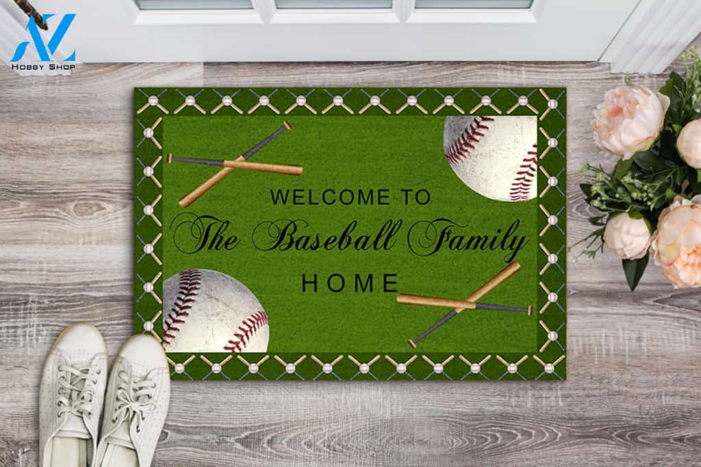 Welcome To The Baseball Family Home Doormat | Welcome Mat | House Warming Gift