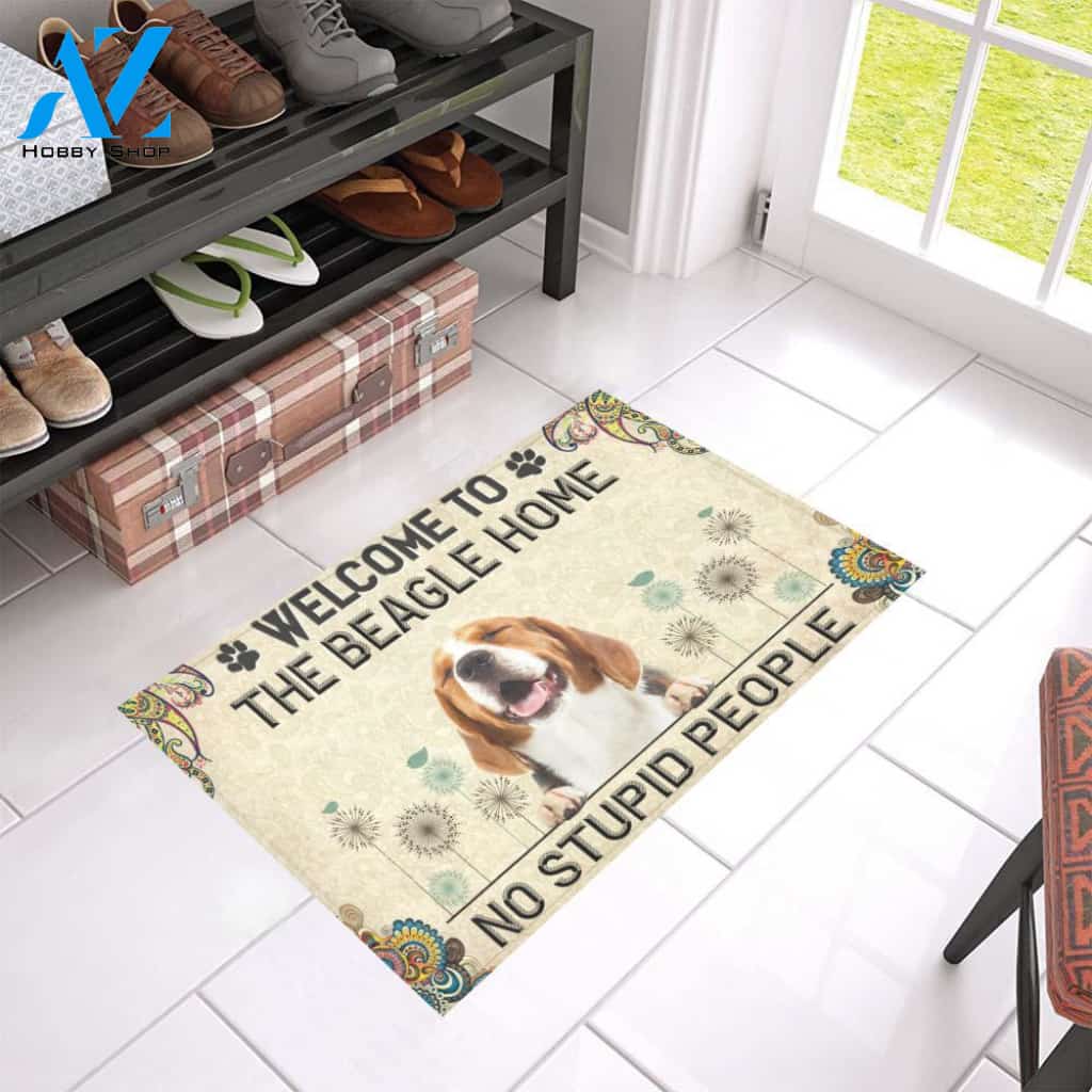 Welcome To The Beagle Home No Stupid People Doormat Welcome Mat Housewarming Gift Home Decor Funny Doormat Gift For Dog Lovers
