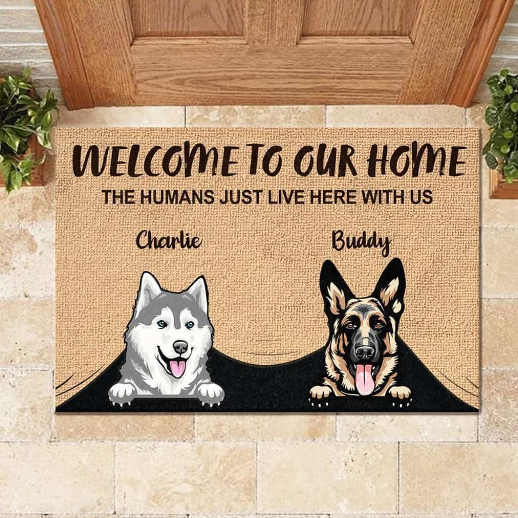 Welcome To The Dog Home - Funny Personalized Doormat Door