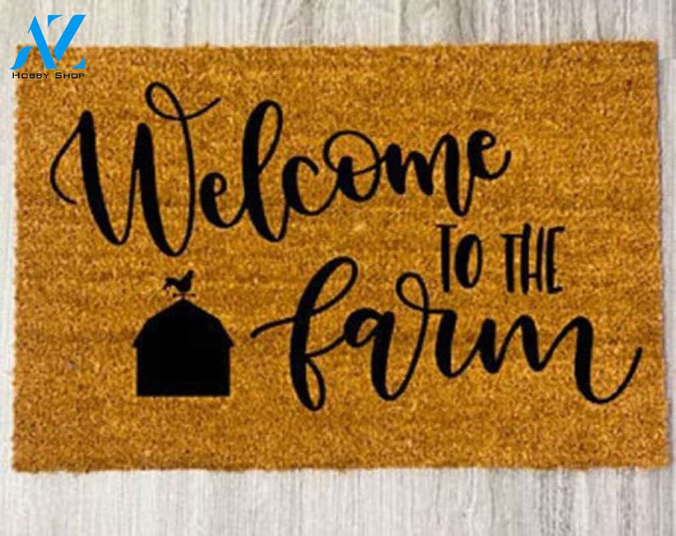Welcome To The Farm Doormat, Farm Life Lover Mat, Chicken Farmhouse Doormat Welcome Mat House Warming Gift Home Decor Funny Doormat Gift Idea