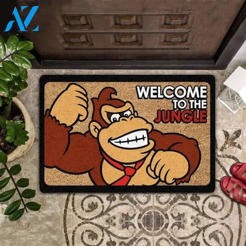 Welcome To The Jungle Monkey Doormat Indoor and Outdoor Mat Entrance Rug Sweet Home Decor Housewarming Gift Gift for Monkey Lovers Wildlife Animals Lovers