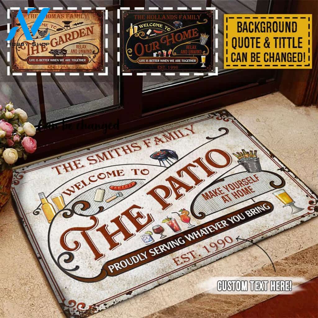 Welcome To The Patio Family Zones Personalized Doormat