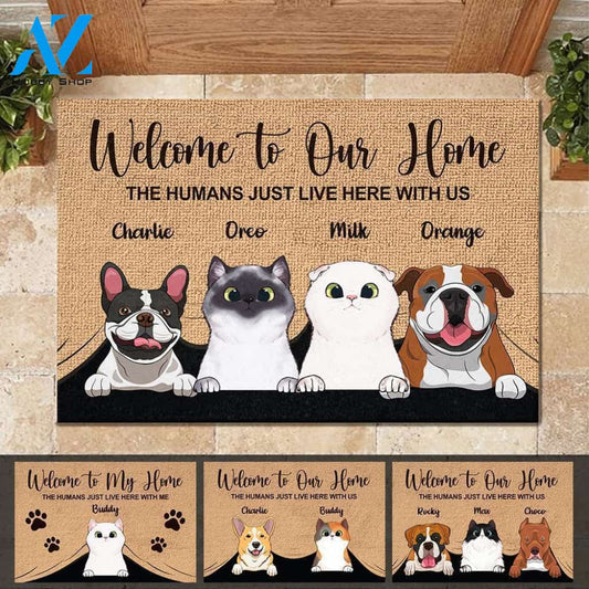 Welcome To The Pet Home - Funny Personalized Pet Doormat (Cat & Dog) | Welcome Mat | House Warming Gift