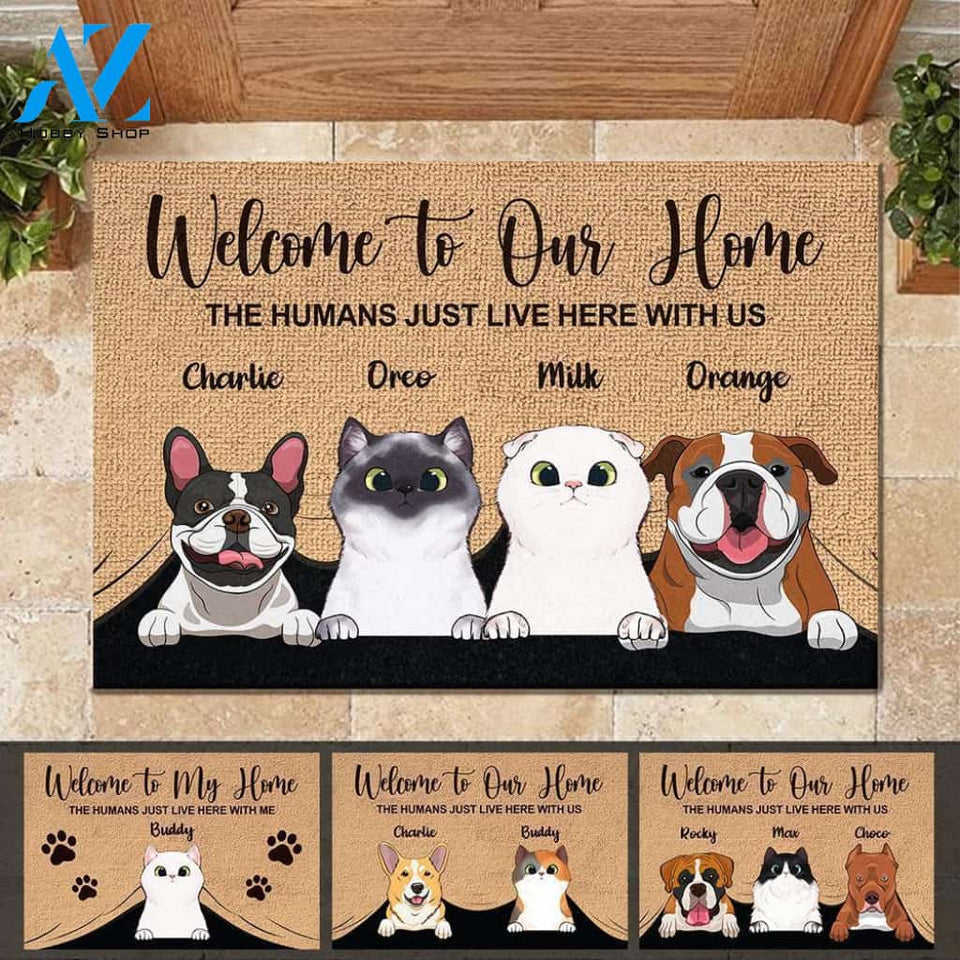Welcome To The Pet Home - Funny Personalized Pet Doormat (Cat & Dog) | Welcome Mat | House Warming Gift
