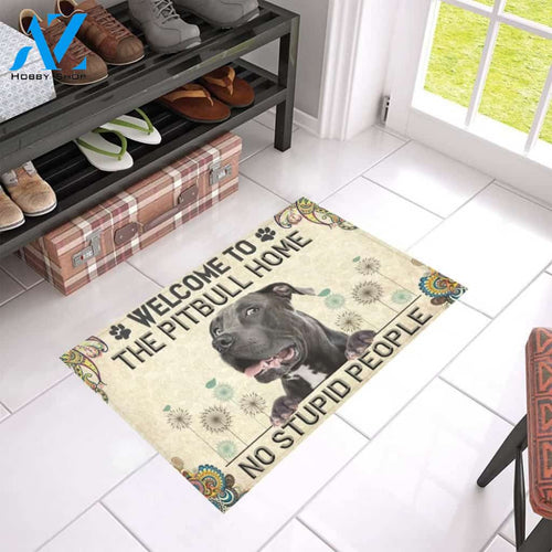 Welcome To The Pitbull Home Printed Doormat Home Decor Gift For Dog Lovers