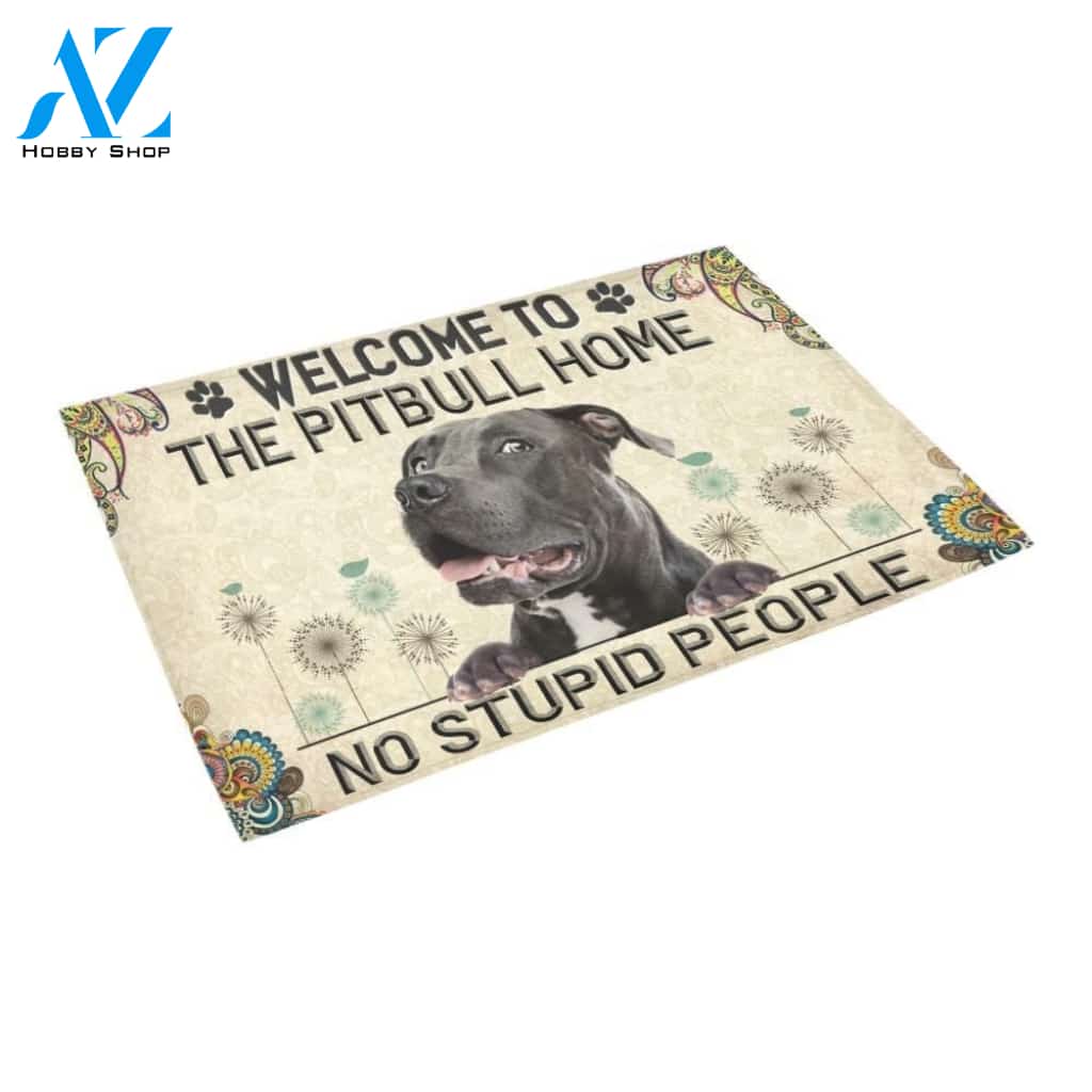 Welcome To The Pitbull Home Printed Doormat Home Decor Gift For Dog Lovers