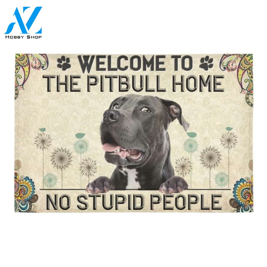 Welcome To The Pitbull Home Printed Doormat Home Decor Gift For Dog Lovers