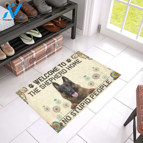 Welcome To The Shepherd Home No Stupid People Doormat Welcome Mat Housewarming Gift Home Decor Funny Doormat Gift For Dog Lovers