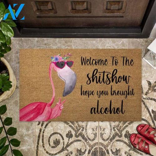 Welcome to the show Flamingo Coir pattern print Doormat | Welcome Mat | House Warming Gift