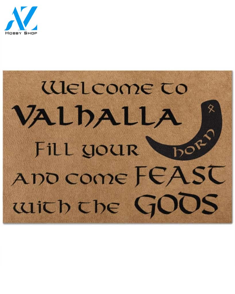 Welcome to Valhalla fill your horn and come feast with the GODS doormat