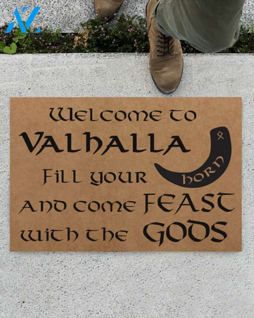 Welcome to Valhalla fill your horn and come feast with the GODS doormat