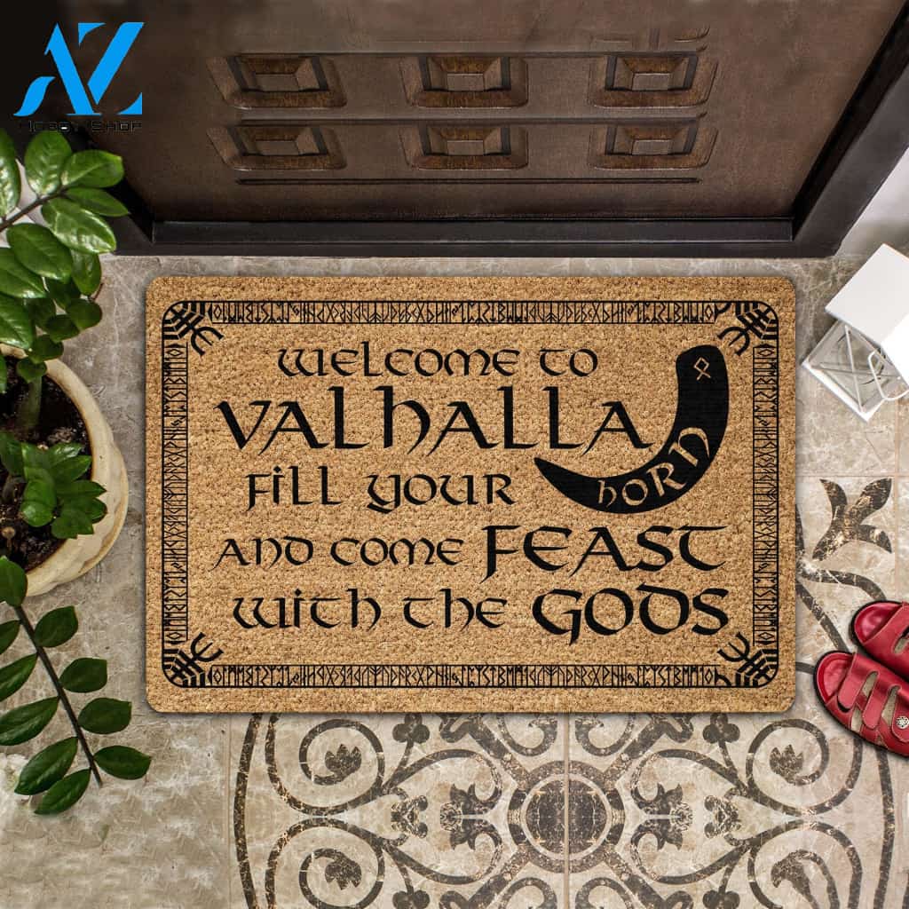 Welcome To Valhalla Fill Your Horn Doormat | Welcome Mat | House Warming Gift | Christmas Gift Decor