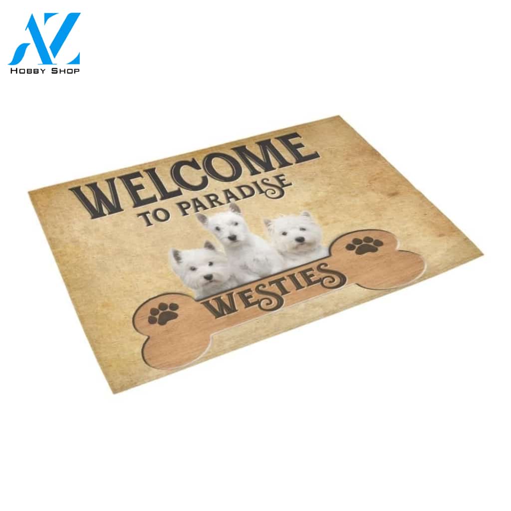 Welcome To Westies Paradise Printed Doormat Home Decor Gift For Dog Lovers