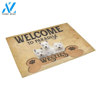 Welcome To Westies Paradise Printed Doormat Home Decor Gift For Dog Lovers