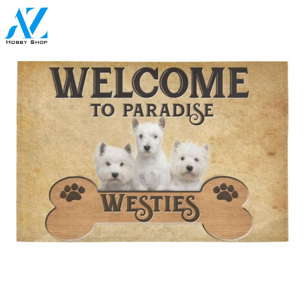 Welcome To Westies Paradise Printed Doormat Home Decor Gift For Dog Lovers