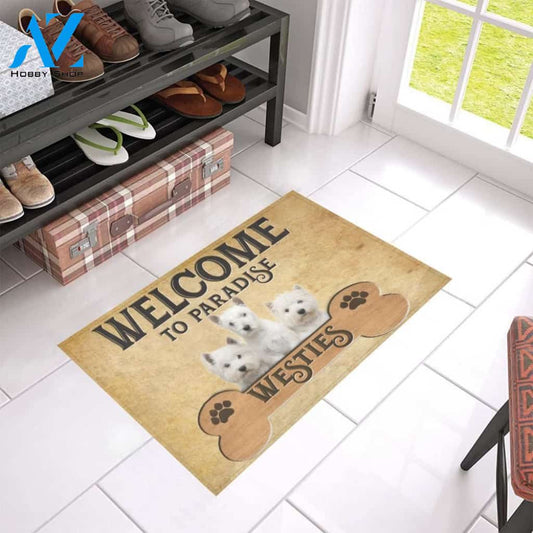 Welcome To Westies Paradise Printed Doormat Home Decor Gift For Dog Lovers