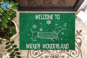 Welcome To Wiener Wonderland Dachshund Indoor And Outdoor Doormat Gift For Dachsund Home Decor Warm House Gift Welcome Mat