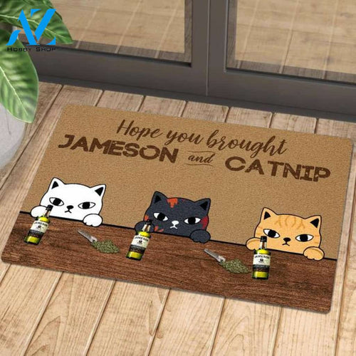Welcome to Wine and Cats Club Easy Clean Welcome DoorMat | Felt And Rubber | 40x60 cm | 45x75 cm | 60x90 cm | Colorful | DO1297