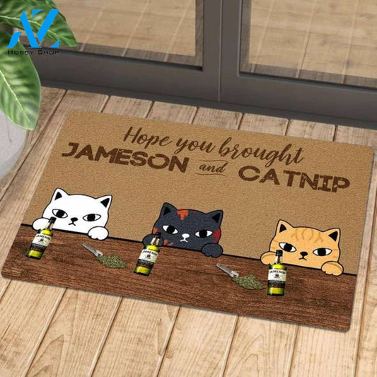 Welcome to Wine and Cats Club Easy Clean Welcome DoorMat | Felt And Rubber | 40x60 cm | 45x75 cm | 60x90 cm | Colorful | DO1297